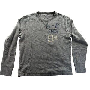 American Eagle Outfitters Men T-Shirt Medium Gray Long Sleeve Graphic Tee Casual